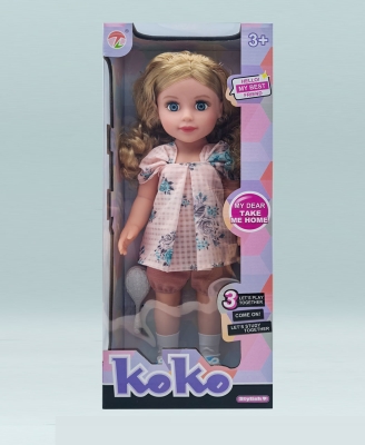 Кукла "Коко" Stylish Doll с флорален туника-топ и аксесоар четка (в кутия)