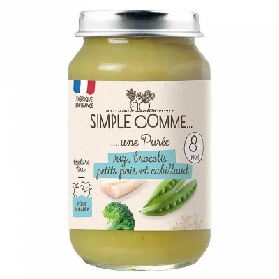 Siimple Comme БИО Пюре Треска, броколи, зелен грах и ориз 8м. 200г