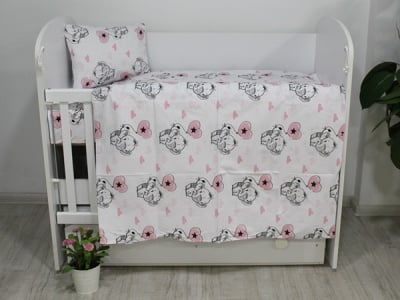 Galix-детски спален комплект Слонче с розов балон