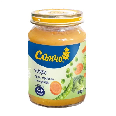 Слънчо Грах, броколи и моркови 4м. 190г