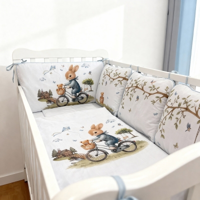 Луксозен спален комплект Bambino Casa Rabbit 10ч Blu Rabbit