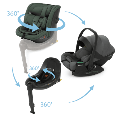 Комплект столче за кола Foppapedretti 3 в 1 Disk Grow i-Size + база Disk i-Size + столче Disk Infant i-Size