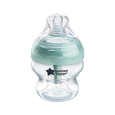 Самостерилизиращо се шише за хранене Tommee Tippee Advanced Anti-Colic+, 150 мл, 0м+, с иновативна система за намаляване на коликите