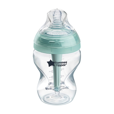 Самостерилизиращо се бебешко шише за хранене Tommee Tippee Advanced Anti-Colic+, 260 мл, 0м+, с иновативна система за намаляване на коликите