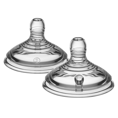 Комплект от 2 броя Биберони Tommee Tippee Natural Start FAST FLOW (бърз поток), 3 капки, подходящи за бебета на възраст 6+ месеца