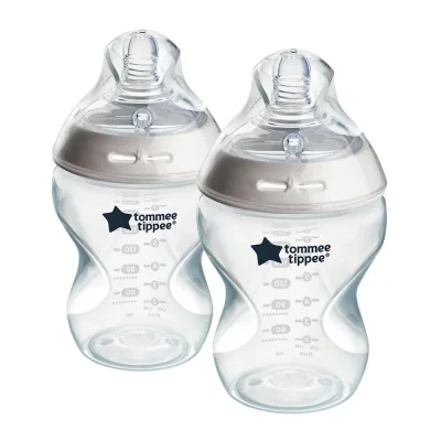 Комплект от 2 броя бебешки шишета за хранене Tommee Tippee Natural Start САМОСТЕРИЛИЗИРАЩО, 260 мл, с биберон с бавен поток 0м+ (1 капка)