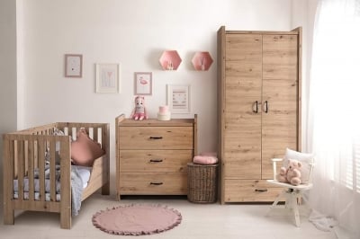 Детска стая Amelia дъб - кошара, скрин, гардероб