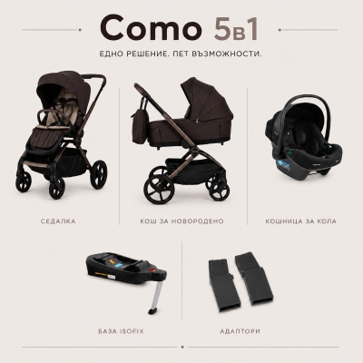  Комбинирана количка Como CHOCOLATE BROWN 5 в 1