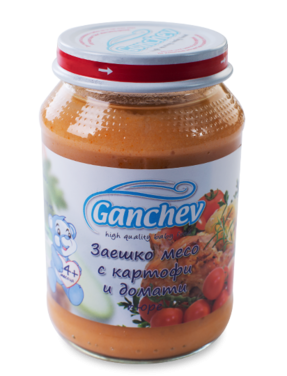 Ganchev-пюре от заешко месо с картофи и домати 4м+ 190гр