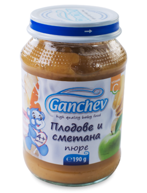 Ganchev-пюре от плодове със сметана 4м+190гр