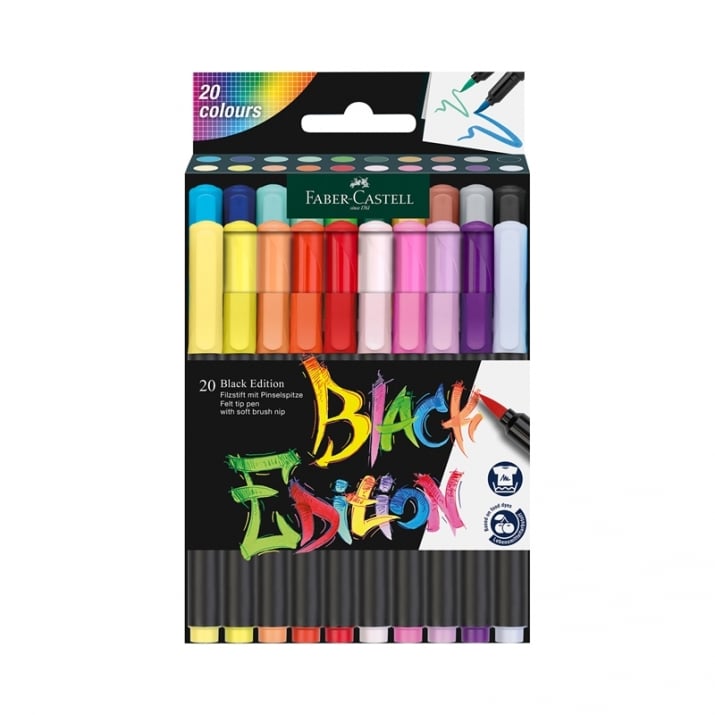 Faber-Castell Маркер-четка Black Edition, 20 цвята | Bab ...