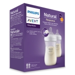 Комплект от 2 бр. шишета за хранене Natural Response 260 мл с биберон без протичане Natural Response със среден поток, 3-6м