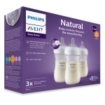 Комплект от 3 бр. шишета за хранене Natural Response 260 мл с биберон без протичане Natural Response със среден поток, 3м+, Philips AVENT SCY903/03