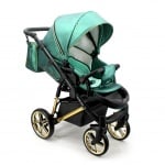 Adbor-бебешка количка 3в1 Avenue 3D eco: зелена кожа/черен