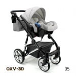 Adbor-бебешка количка 3в1 Avenue 3D: сив текстил/ бял
