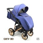 Adbor-бебешка количка 3в1 Avenue 3D eco: синя кожа/черен