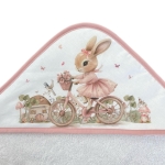 Хавлия с качулка Bambino Casa Bianco-Rose Rabbit 100 х 100 см