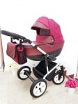 Gusio-Бебешка количка 3в1 Polly цвят:бордо лен с бордо кожа