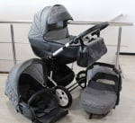 Gusio-Бебешка количка 3в1 Polly цвят:сив лен с графит кожа