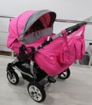 Adbor-Бебешка количка за близнаци Duo Stars цвят:розово и сиво