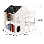 Детско Бюро Къщичка GINGER HOME със Столче, Етажерка и Черна Дъска, Монтесори Маса за Рисуване и Учене, Бяло, Масивно Дърво и МДФ, 55 × 51 × 69 см