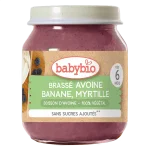 Babybio Плодово пюре с Овес, Банан и Дива боровинка 6м. 130г