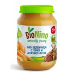 BioNino Био пюре Зеленчуци с ориз и агнешко месо 6м. 190г 