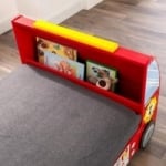 Дървено Детско Легло - Пожарна кола с рамка за безопасност - FIRE