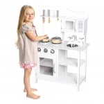 Детска дървена кухня с аксесоари - Бяла     