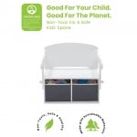 Детски дървен комплект 3 в 1 с място за съхранение - бяло и сиво