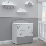 BAMBINO CASA Комплект 3ч. бебешко легло + скрин и гардероб с пуш механизми Fiori grigio