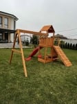 Fungoo FLOPPI дървена детска площадка с пързалка, рампа и 2 люлки