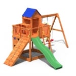 Fungoo TREEHOUSE дървена детска площадка с пързалка и люлки
