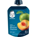 GERBER Ябълка и праскова 6м. 80г