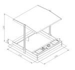 Детски Дървен Пясъчник 3в1 с Кухня, Пейка и Сенник с UV Защита GINGER HOME – Игра на Открито (110x114x110 см)