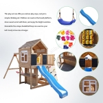 Голяма Детска Дървена Къщичка GINGER HOME за Двор с Пързалка, 2 Люлки, Катерушка и Пясъчник – 250×150×267 см