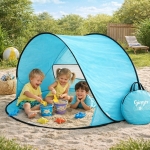 Детска Pop-Up Палатка за Игра GINGER HOME с UV Защита 50+ – Кръгла, Лека и Сгъваема, за Плаж и Градина, 150×150×90 см