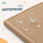 Детски Мемори Килим GINGER HOME LOLLA, 150x200 см, 3,5 см Дебелина, Кадифено Мек Водоустойчив Горен Слой, Мемори Пяна, Противохлъзгаща Основа, Бежов