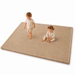 Детски Мемори Килим GINGER HOME LOLLA, 150x200 см, 3,5 см Дебелина, Кадифено Мек Водоустойчив Горен Слой, Мемори Пяна, Противохлъзгаща Основа, Бежов