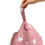 Детски Пуф Лежанка GINGER HOME Little Stars, 100% Памук, Розов Барбарон със Звезди, 127x81x76 см