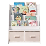 Детски Дървен Органайзер 2 в 1, Етажерка за Книжки и Кутии за Съхранение на Играчки