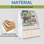 Детски Дървен Органайзер 2 в 1, Етажерка за Книжки и Кутии за Съхранение на Играчки