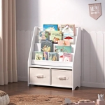 Детски Дървен Органайзер 2 в 1, Етажерка за Книжки и Кутии за Съхранение на Играчки