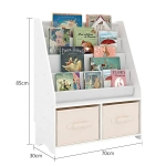 Детски Дървен Органайзер 2 в 1, Етажерка за Книжки и Кутии за Съхранение на Играчки