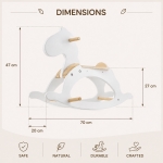 Детско Дървено Конче за Люлеене GINGER HOME, Бяло, Масивно Дърво, 70x20x47 см, Монтесори Играчка