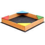 Детски дървен пясъчник GINGER HOME с 4 седалки – 90x90 см, за двор и градина