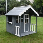 Дървена Детска Къща GINGER HOME, 139x143.5x149 см, за Игри на Открито в Двора и Градината