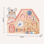 Дървена Монтесори Активна Дъска GINGER HOME, Ферма с Мелница, Лабиринт, Часовник и Зъбни Колела, 33x24x5 см