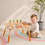Детска Активна Маса GINGER HOME, Монтесори Център за игра 6 в 1, Масивно Дърво, 46x30.5x43.5 см