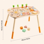 Детска Активна Маса GINGER HOME, Монтесори Център за игра 6 в 1, Масивно Дърво, 46x30.5x43.5 см